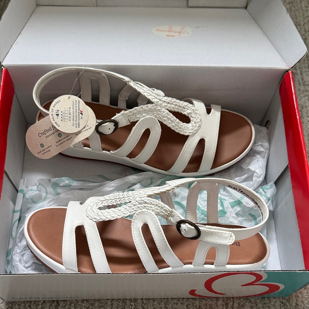 BareTraps White Braided Wilma Sandals Size 7